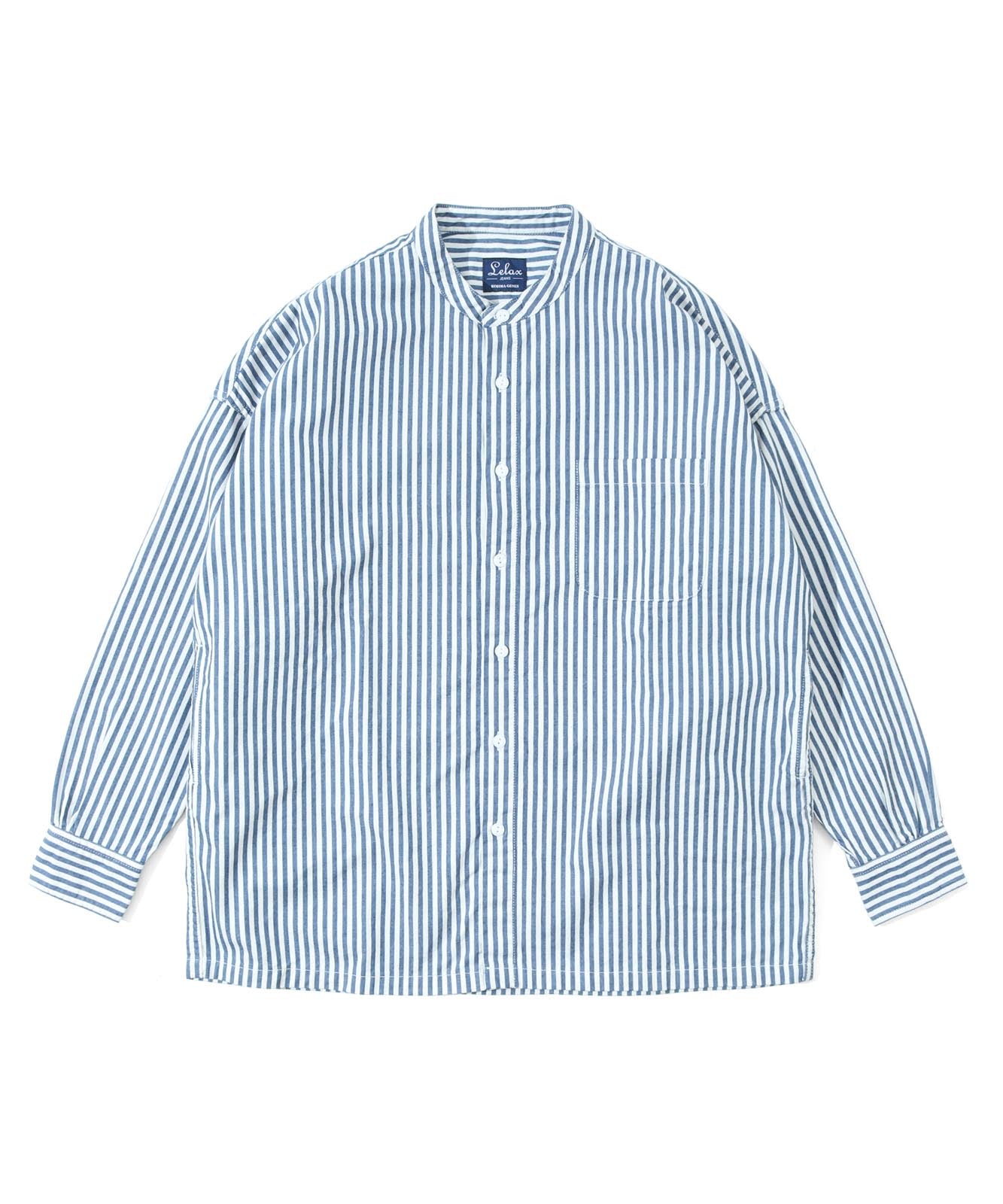 Big Silhouette No Collar Hickory Shirt by LELAX