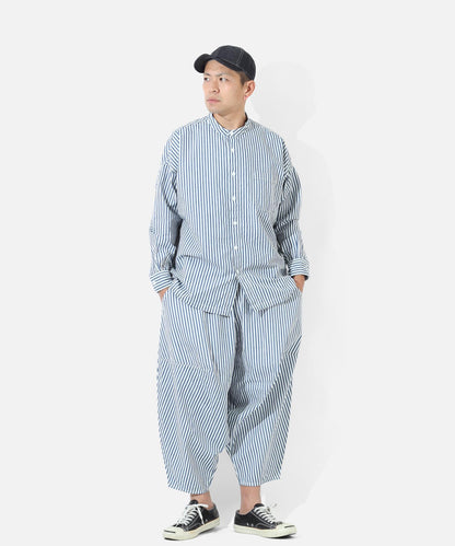 Big Silhouette No Collar Hickory Shirt by LELAX