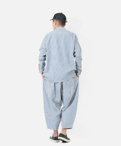 Big Silhouette No Collar Hickory Shirt by LELAX