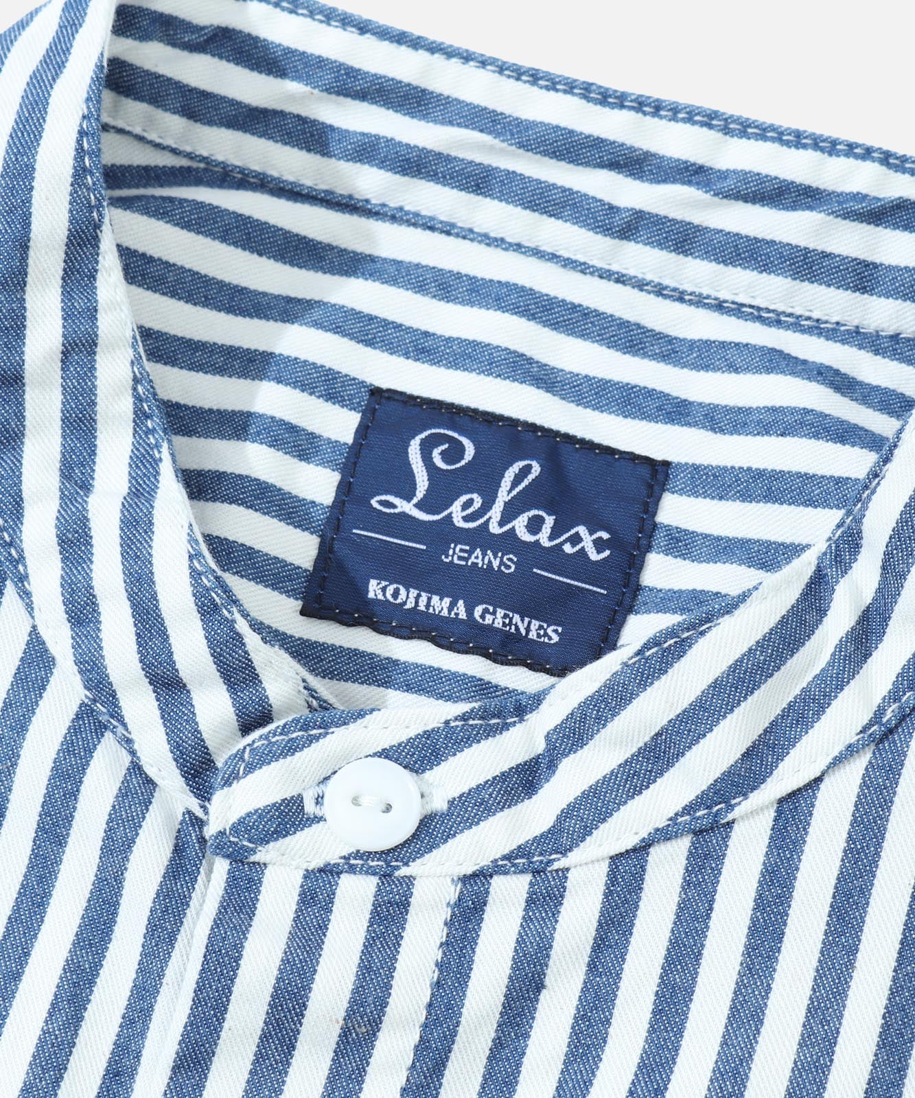 Big Silhouette No Collar Hickory Shirt by LELAX