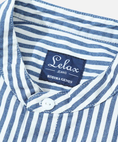 Big Silhouette No Collar Hickory Shirt by LELAX
