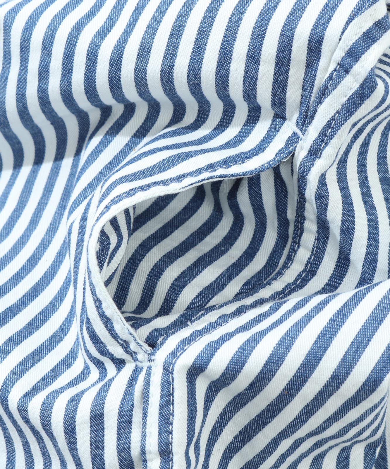 Big Silhouette No Collar Hickory Shirt by LELAX