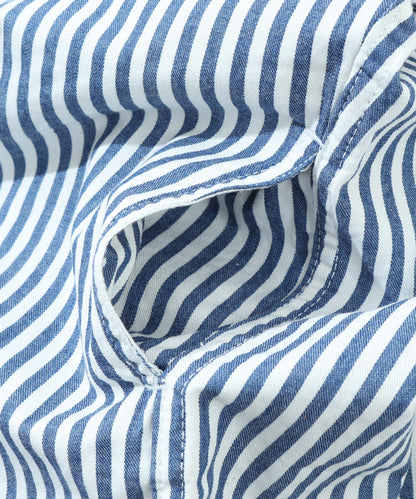 Big Silhouette No Collar Hickory Shirt by LELAX