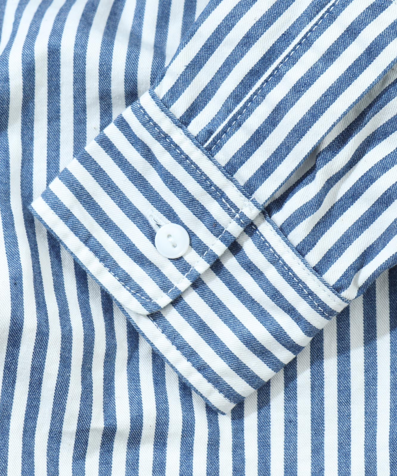Big Silhouette No Collar Hickory Shirt by LELAX