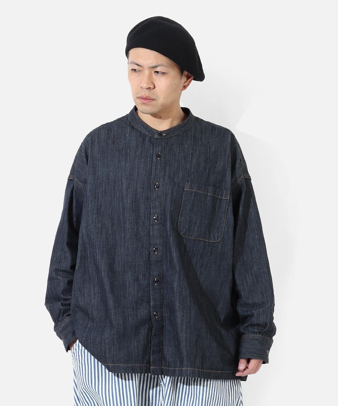 Big Silhouette No Collar Shirt by LELAX