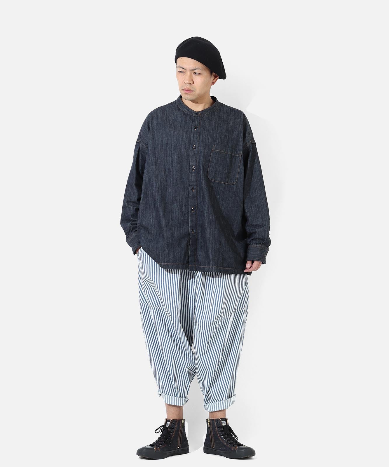 Big Silhouette No Collar Shirt by LELAX