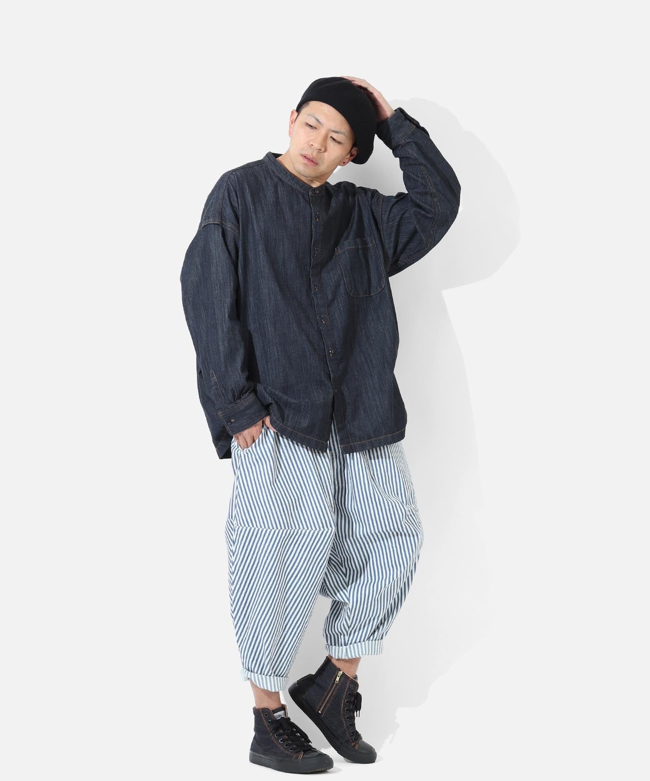 Big Silhouette No Collar Shirt by LELAX
