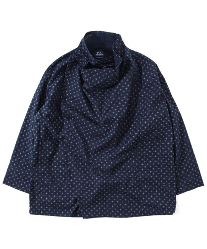 Kasuri Jyumonji Drape Coat by LELAX