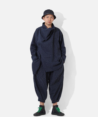 Kasuri Jyumonji Drape Coat by LELAX