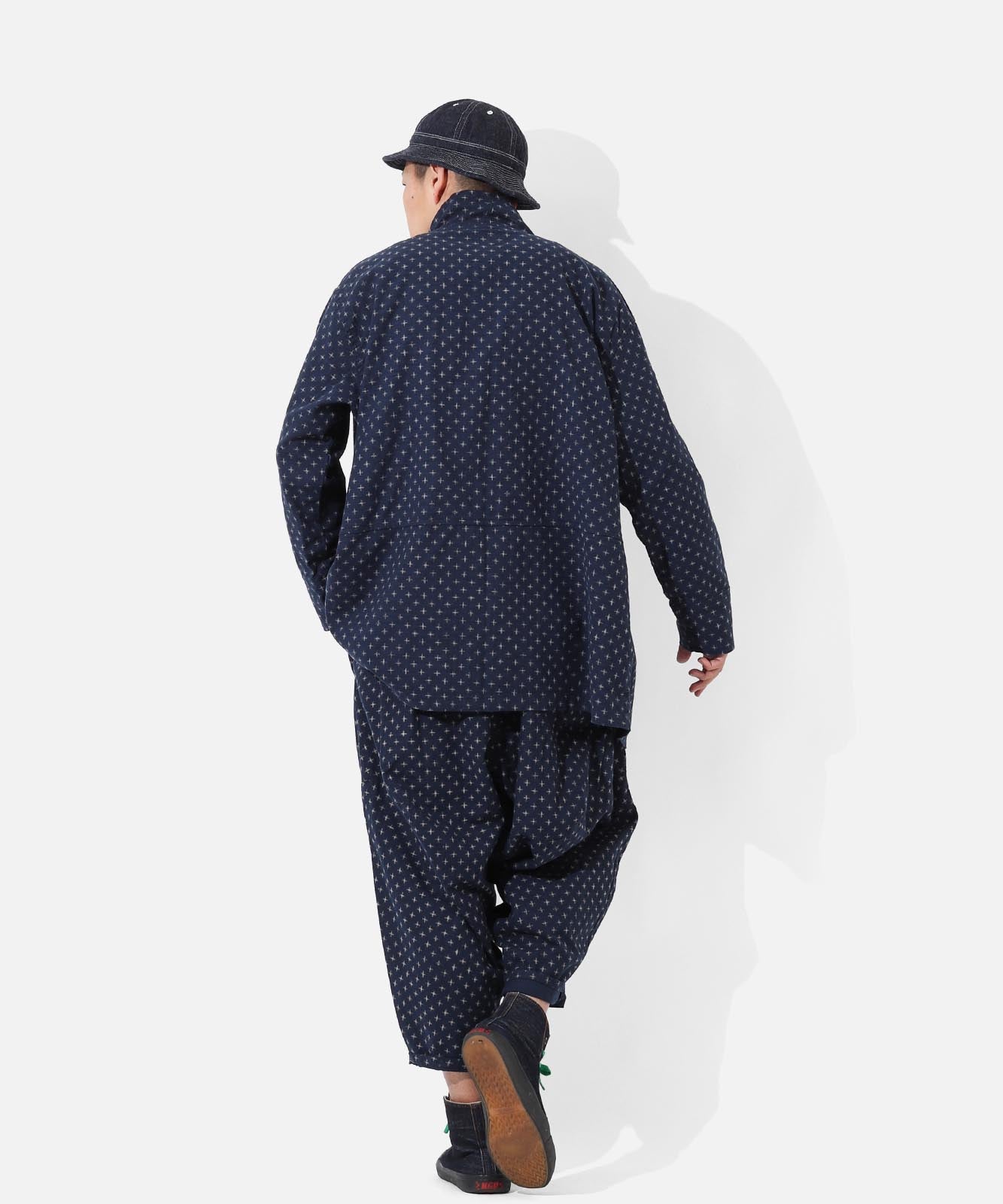 Kasuri Jyumonji Drape Coat by LELAX