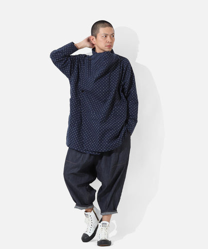 Kasuri Jyumonji Drape Coat by LELAX