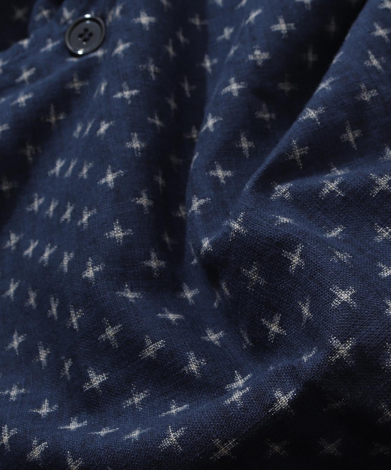 Kasuri Jyumonji Drape Coat by LELAX