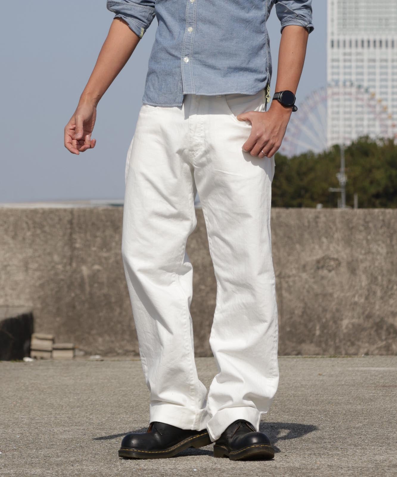 9oz Zimbabwe White Denim Wide